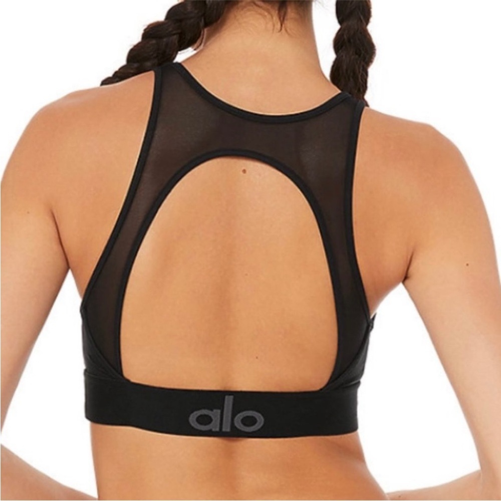 ALO Yoga Black Mesh Sports Bra